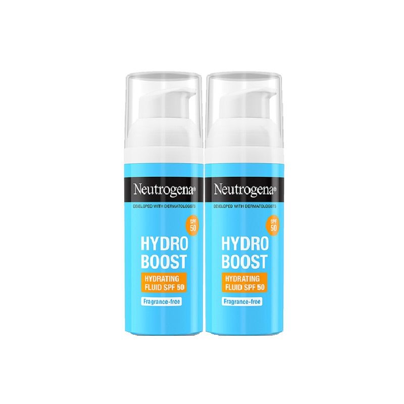Neutrogena Hydro Boost Fluid Face Sunscreen Spf 50+, Hyaluronic Acid, Niacinamide Super Saver Pack, 2 X 50ml