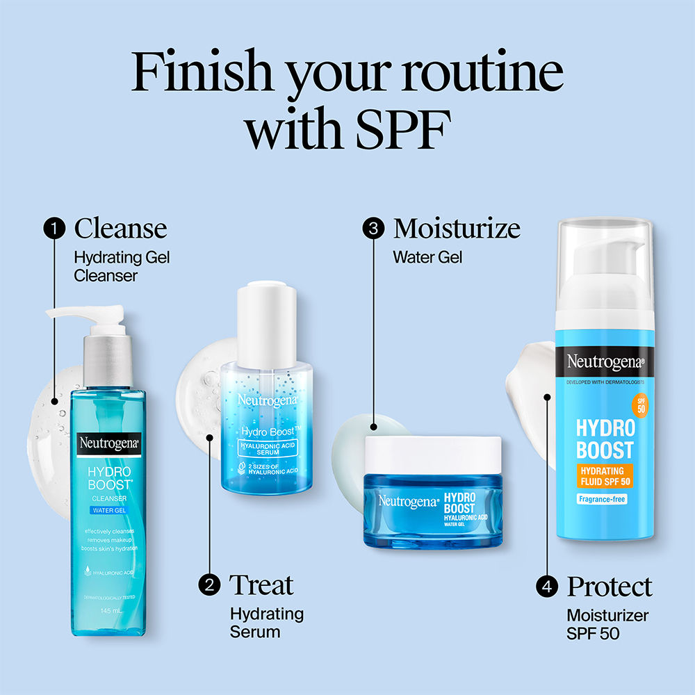 Neutrogena Hydro Boost Fluid Face Sunscreen Spf 50+, Hyaluronic Acid, Niacinamide Super Saver Pack, 2 X 50ml