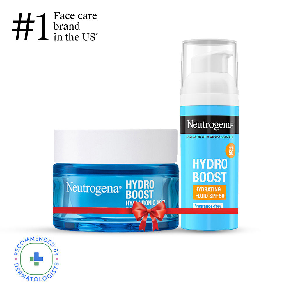 Neutrogena Hydro Boost Moisturizer 50g & Face Sunscreen Combo Spf 50+, Hyaluronic Acid & Niacinamide