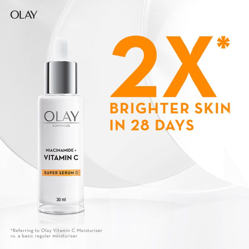 Olay Vitamin C Kit - Super Serum, 30ml With Free Cleanser, Reduces 5 Years Of Stubborn Dark Spots, 100ml Combo, 30ml+100g Buy at Indicrest Image 3