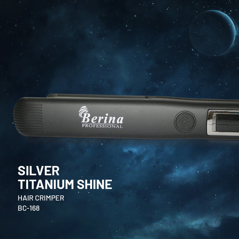 Berina Professional Silver Titanium Shine Crimper BC-168 | Glossy Crimped Texture & Long-Lasting Style, BC-168 Buy from Indicrest