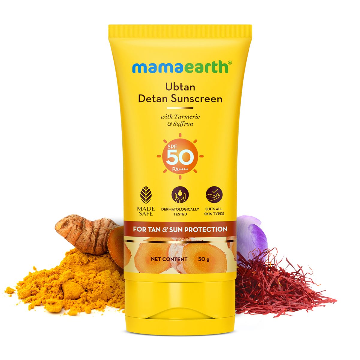 Mamaearth Ubtan Detan Sunscreen With Turmeric & Saffron For Sun Protection, 50g - Buy from Indicrest