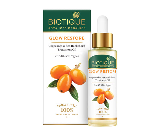 Biotique Glow Restore Grapeseed & Sea Buckthorn Treatment Oil, 30ml - Buy from Indicrest