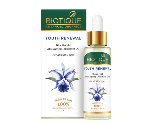 Biotique Youth Renewal Blue Orchid Anti-Ageing Treatment Oil, 30ml - Buy from Indicrest