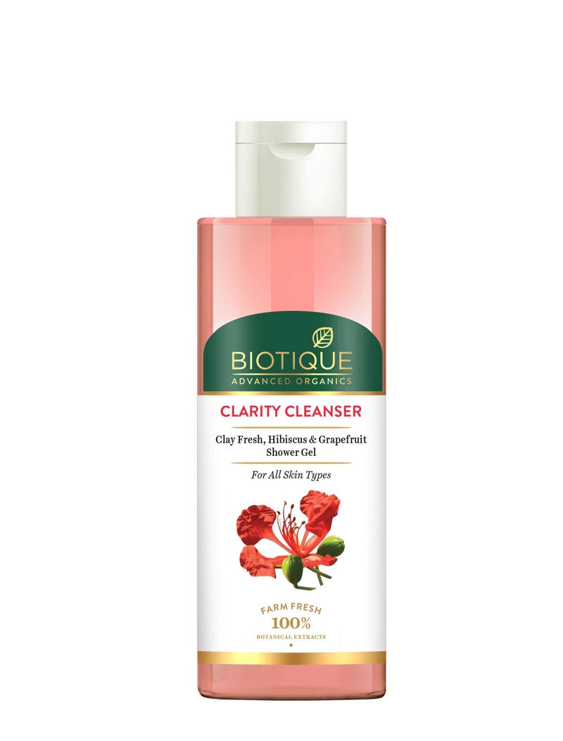 Biotique Clarity Cleanser Clay Fresh, Hibiscus & Grapefruit Shower Gel, 200ml - Buy from Indicrest