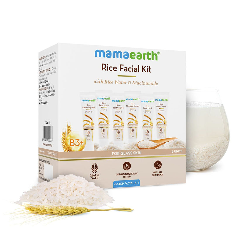 Mamaearth Rice Facial Kit With Rice Water & Niacinamide for Glass Skin, 60g - Buy from Indicrest