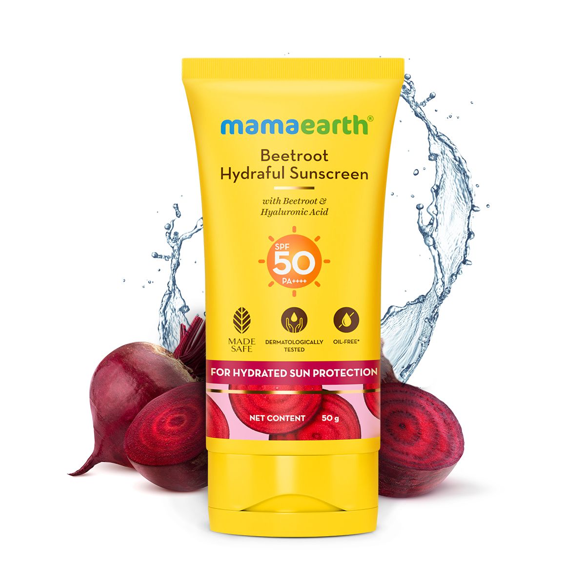 Mamaearth Beetroot Hydraful Sunscreen With Beetroot & Hyaluronic Acid, 50g - Buy from Indicrest