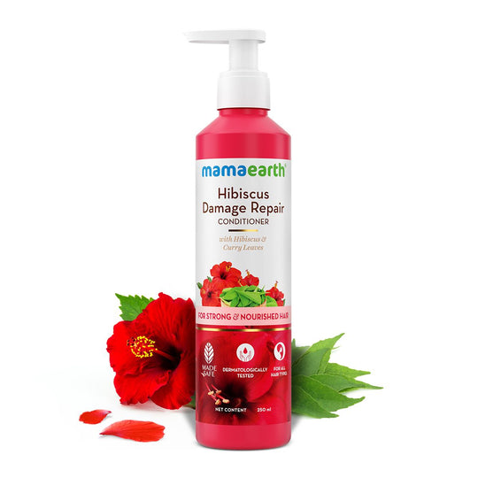 Mamaearth Hibiscus Damage Repair Conditioner With Hibiscus & Curry Leaves, 250ml - Buy from Indicrest