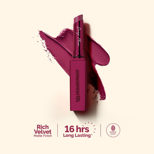 Mamaearth Luxe Matte Long Stay Lipstick with Passion Fruit Oil & Vitamin E, 2g | Deep Plum - Buy from Indicrest