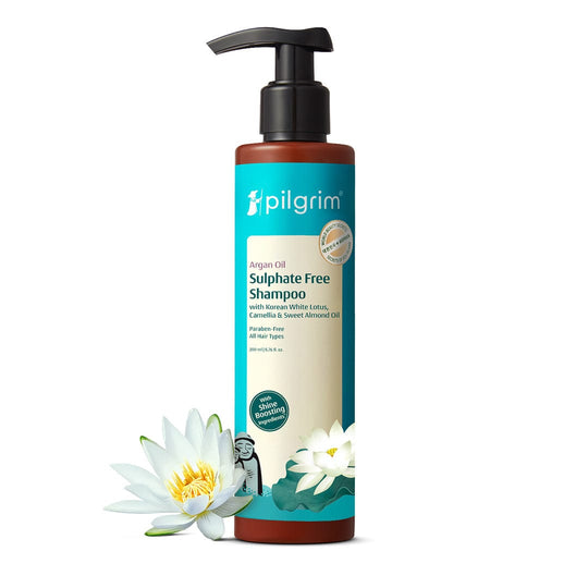 Pilgrim Argan Oil Sulphate Free Shampoo with Korean White Lotus, Camellia & Sweet Almond Oil, 200ml - Buy from Indicrest