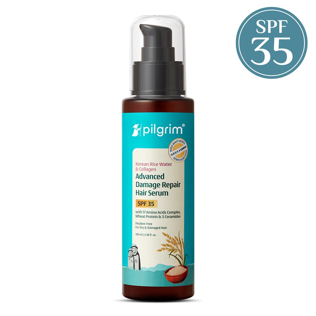 Pilgrim Korean Rice Water & Collagen Advanced Damage Repair Hair Serum SPF 35, 100ml - Buy from Indicrest