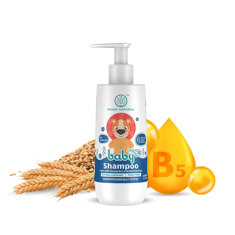 Khadi Natural Baby Hair Cleanser Made With Vitamin B-5 and Wheat Protein, Mild Baby Shampoo - 200ml - Buy from Indicrest