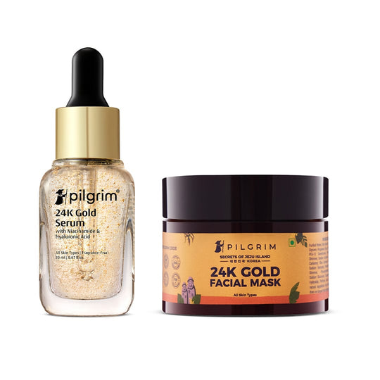 Pilgrim 24K Gold Skincare Kit, Facial Mask 50g + Serum 20ml - Buy from Indicrest