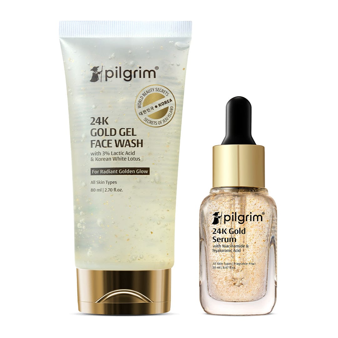 Pilgrim The 24k Gold Glow Combo, Serum 20ml + Face Wash 80ml - Buy from Indicrest