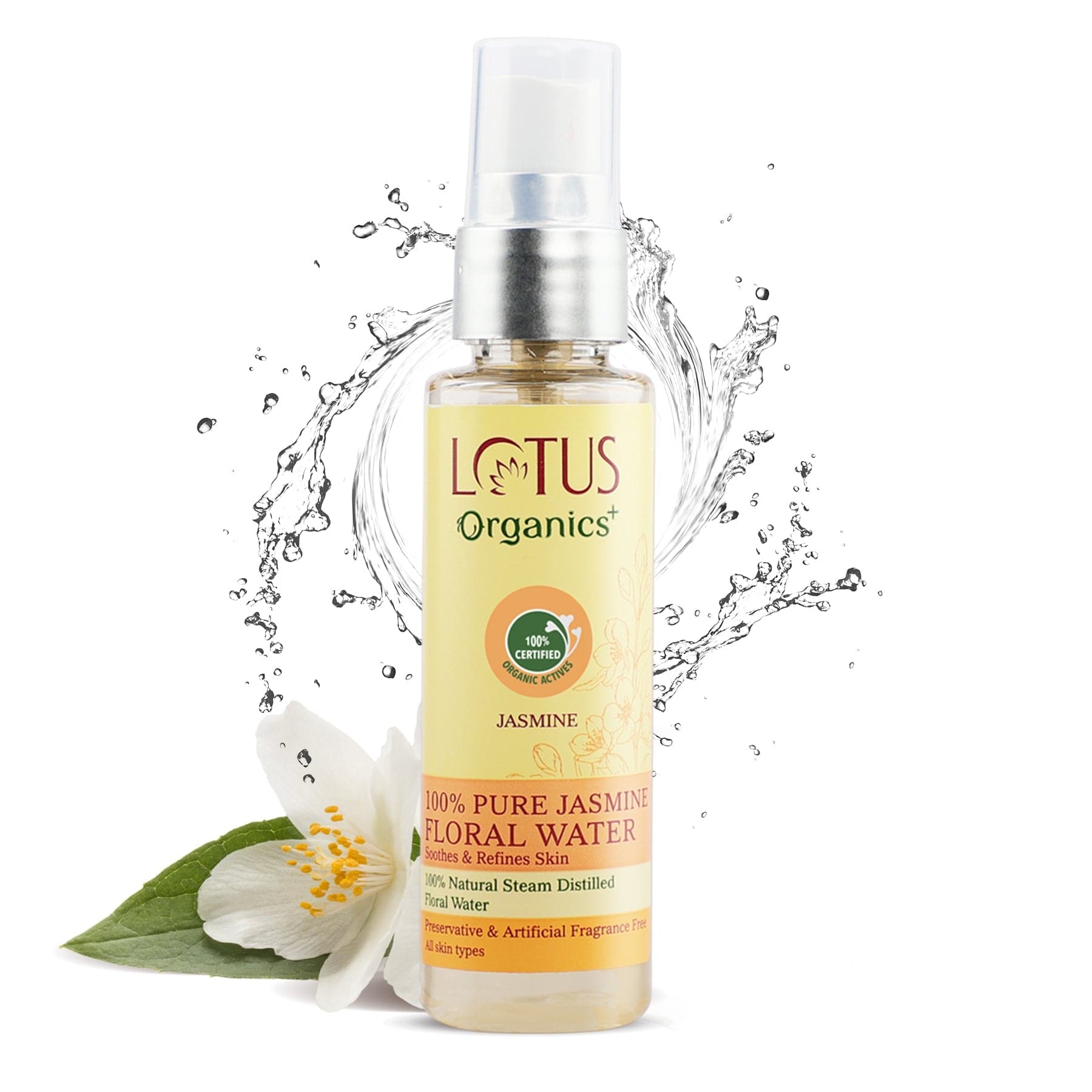 Lotus Herbals Organics+ 100% PURE JASMINE FLORAL WATER, 50ml