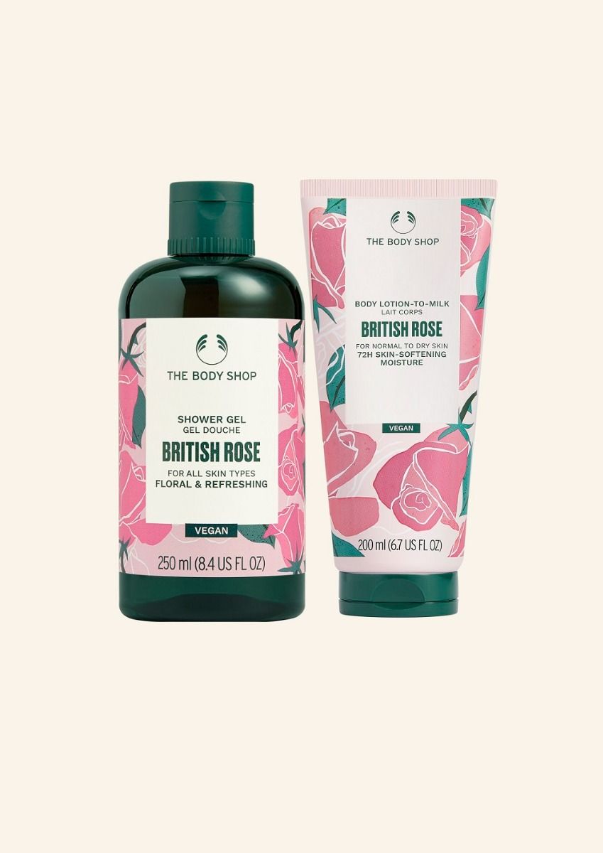 The Body Shop British Rose Shower Gel & Body Lotion Duo, 2pc