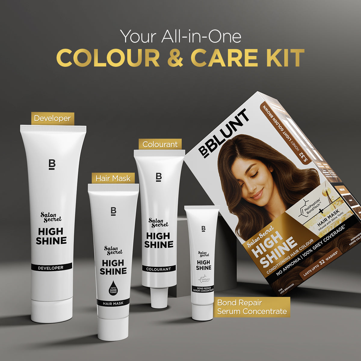 Bblunt High Shine Conditioning Hair Colour Pack of 2, Honey Light Golden Brown Shade 5.32 Pack of 2 - Image 10 - Buy from Indicrest