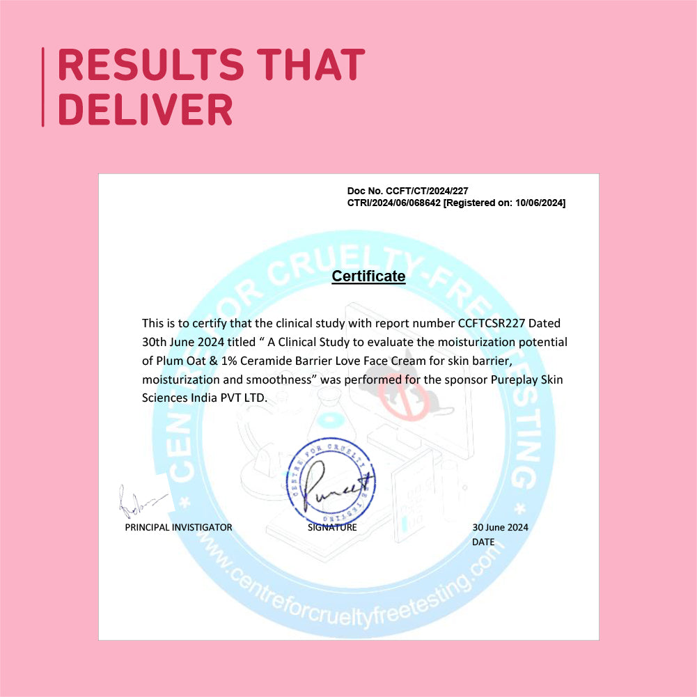 Plum Oat & 1% Ceramide Face Cream for Dry Skin | "3X Lasting Moisturization | Strengthens Skin Barrier | Dermat- Tested, 50g x 2