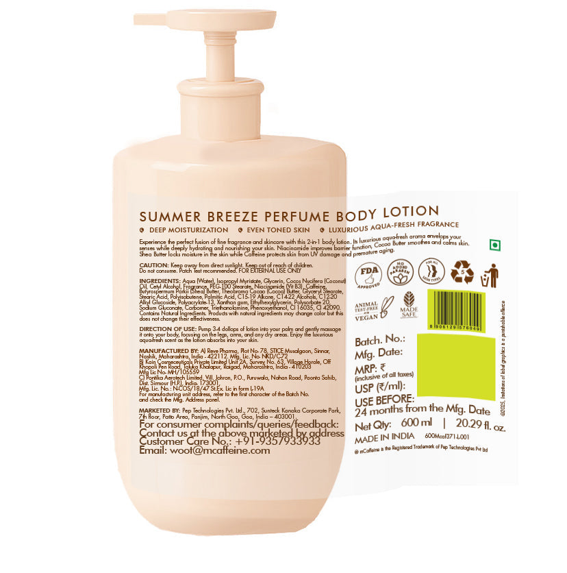 Mcaffeine Summer Breeze Perfume Body Lotion, 600ml - Image 10 - Buy from Indicrest