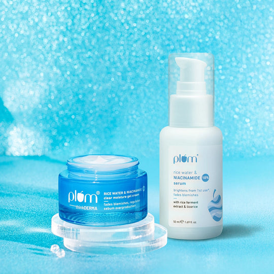 Plum Niacinamide Clear & Bright Skin Combo | Brightens Skin | Fades Blemishes | Smoothens Skin Texture | Hydrates | For All Skin Types Buy at Indicrest