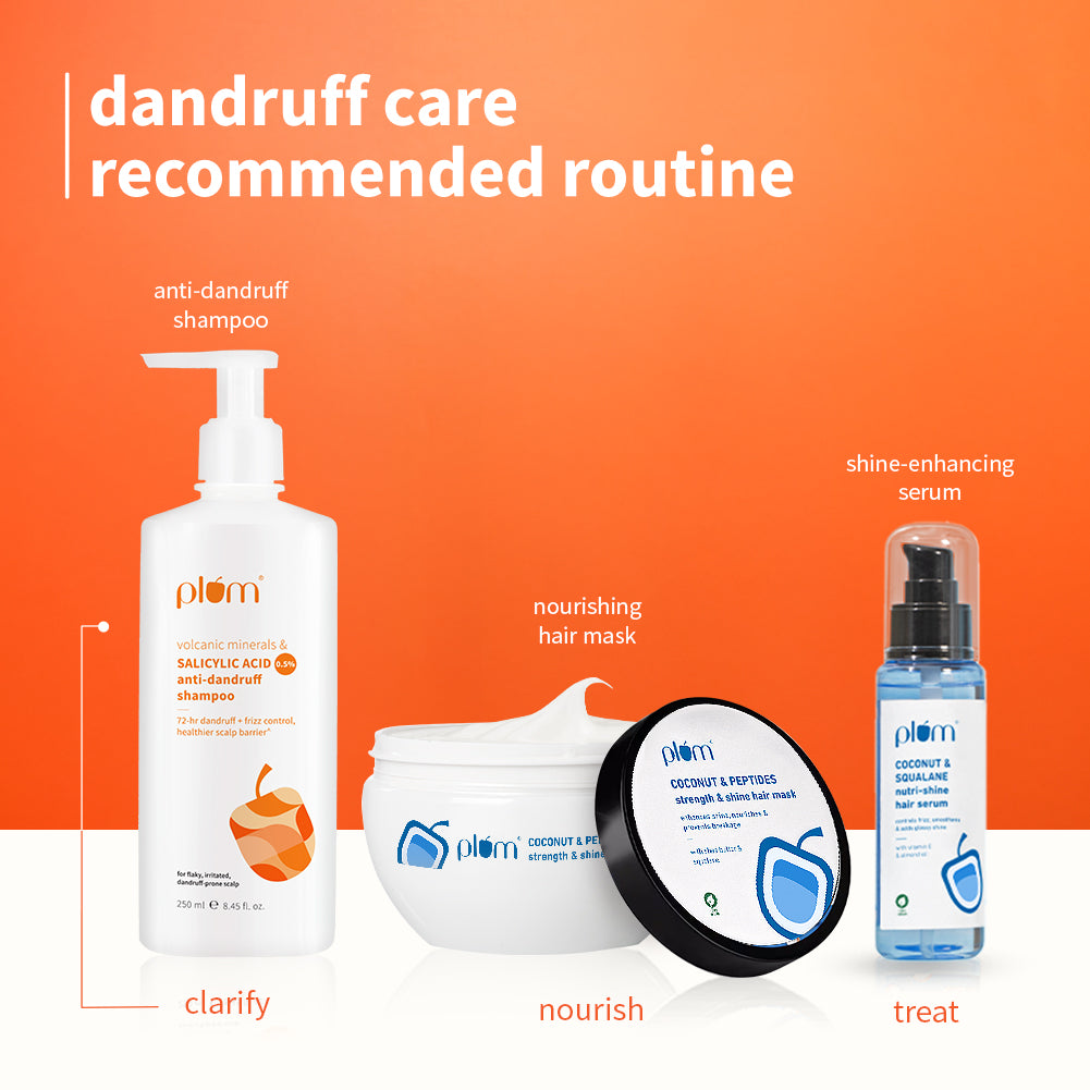 Plum Anti-Dandruff Shampoo with Volcanic Minerals & 0.5% Salicylic Acid | 72-Hr Dandruff & Frizz Control | Prevents Dry Hair, 250ml