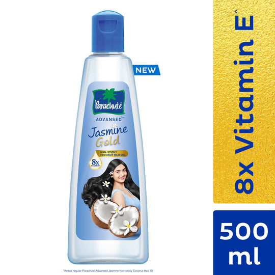 Parachute Advansed Jasmine Gold Coconut Hair Oil, Vitamin-E, Super Shiny Hair, Non-sticky, 500ml