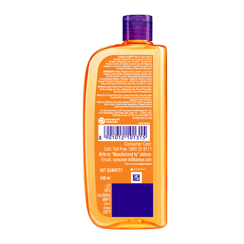 Clean & Clear Vitamin C Face Wash (Buy 1 Get 1 Free), 2 pieces Buy at Indicrest Image 7