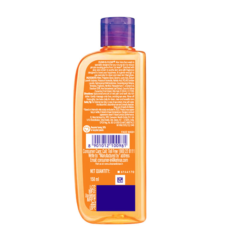 Clean & Clear Aloe Vera Face Wash Gentle Hydrating Cleanser for Oily Skin & Acne (Pack of 3), 3 pieces Buy at Indicrest Image 7