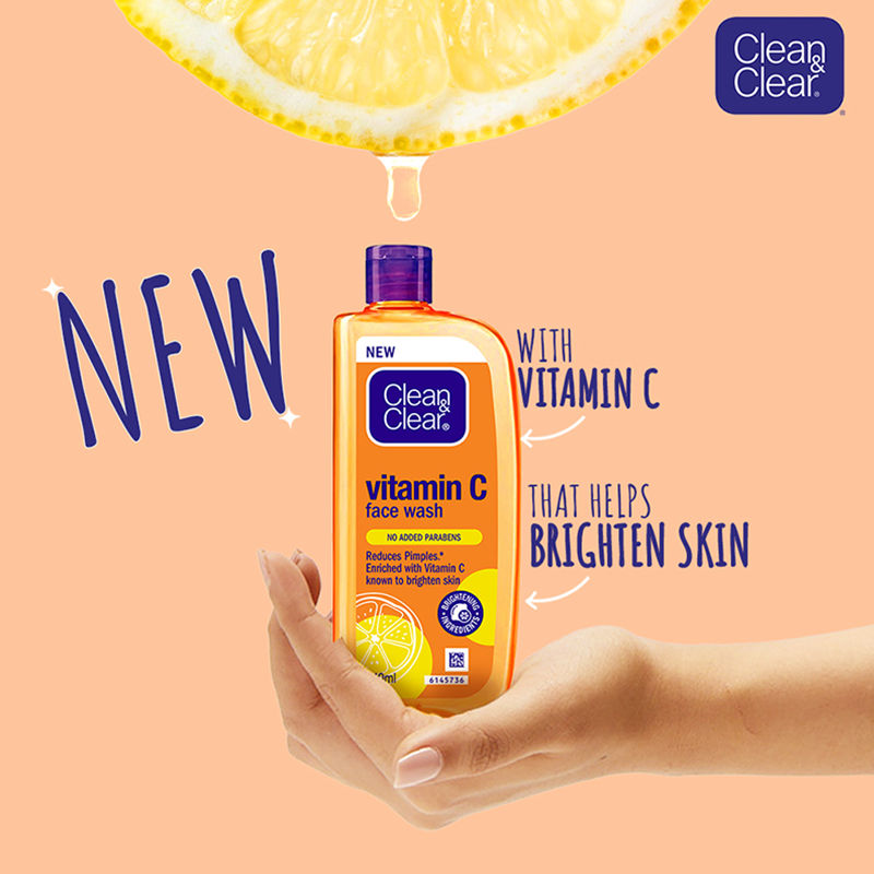 Clean & Clear Vitamin C Face Wash - Gentle Brightening & Hydrating Cleanser Value Pack Combo, 3 pieces