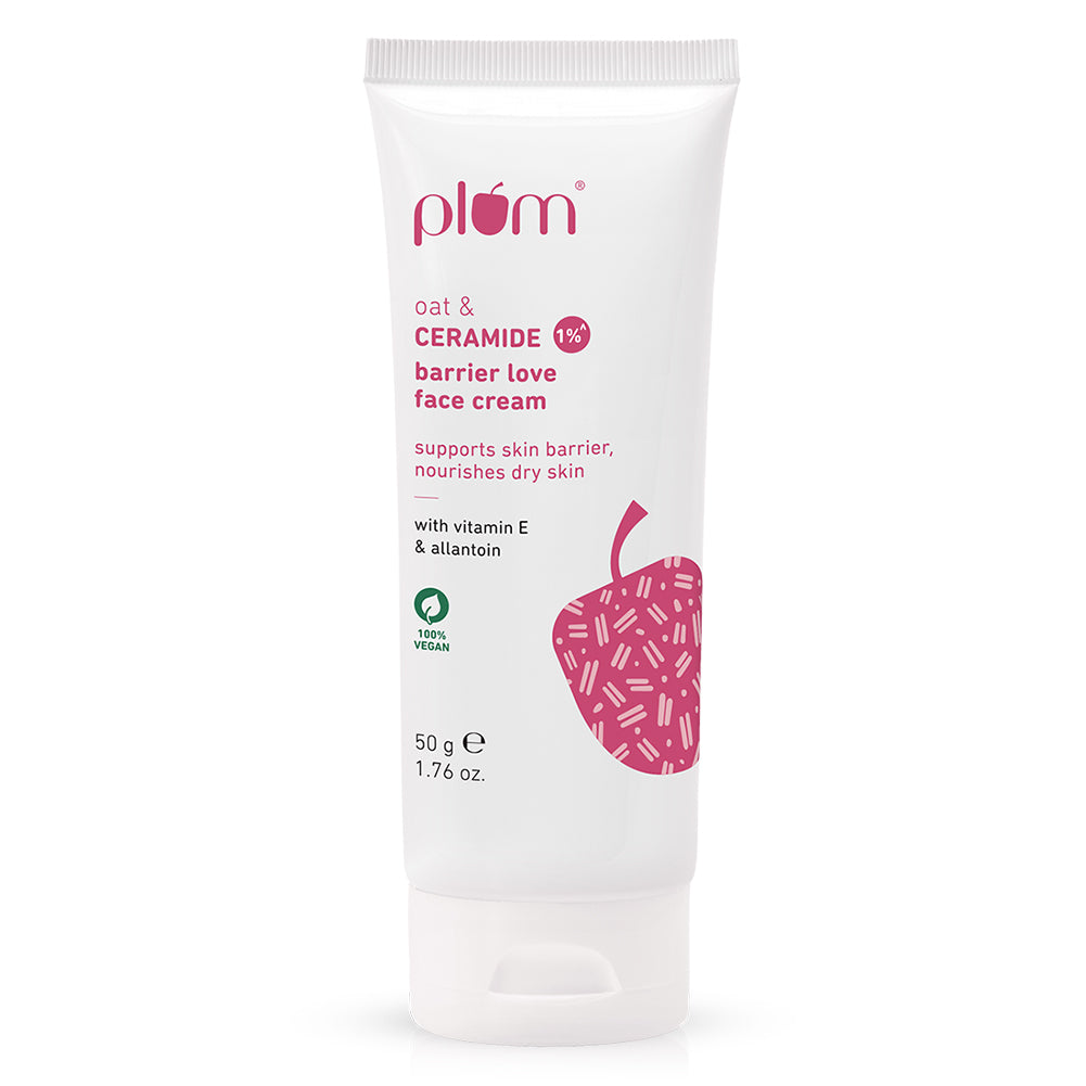 Plum Oat & 1% Ceramide Face Cream for Dry Skin | "3X Lasting Moisturization | Strengthens Skin Barrier | Dermat- Tested, 50g x 2