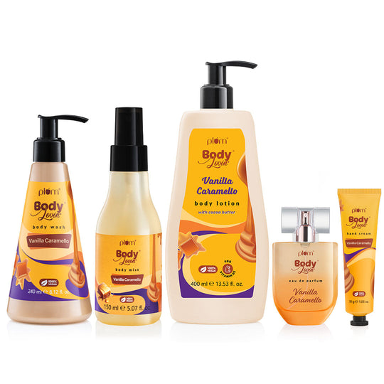 Plum Caramello Lovin' Bath & Body Collection by Plum BodyLovin' | Body Wash, Body Mist, Body Lotion, Perfume & Hand Cream | Cleanse | Nourish | Smell Yum | Viral Vanilla & Caramel Fragrance | Scent Layering Buy at Indicrest