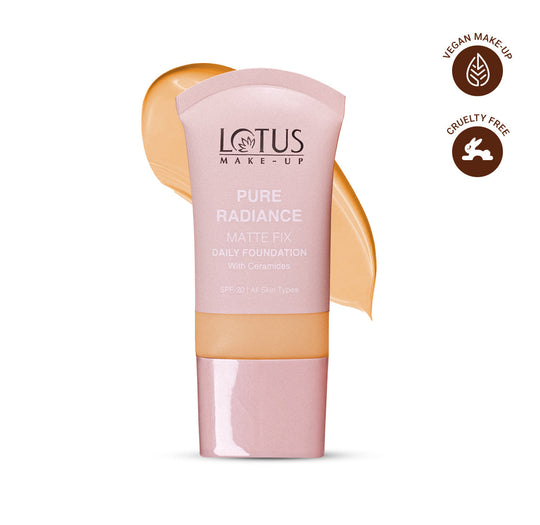 Lotus Herbals Make-Up Pure Radiance Matte Foundation SPF 20, VELVET CHESTNUT, 30ml