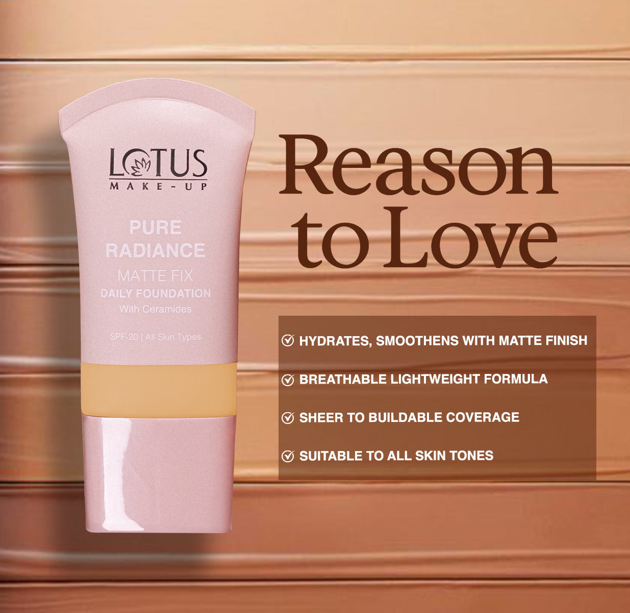 Lotus Herbals Make-Up Pure Radiance Matte Foundation SPF 20, SOFT HONEY, 30ml