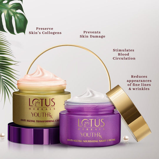 Lotus Herbals YouthRX Wrinkle Defense Combo, Day Creme 50g + Night Creme 50g