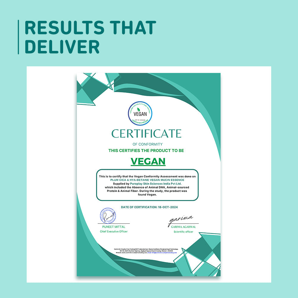 Plum Cica & Hya-Betaine Vegan Mucin Face Essence With Azuki Bean Extracts & ATP | 72 Hr, 5-Layer Deep Hydration | Soothes & Cools | Lightweight, Quick-Absorbing & Non-Sticky, 100ml