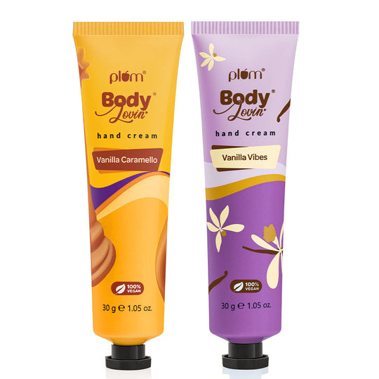 Plum Yum-On-The-Go Hand Creams By Plum BodyLovin' | Ultra Moisturizing | Non-Greasy Formula | Warm Vanilla Fragrance | Delicious Caramel Fragrance Buy at Indicrest