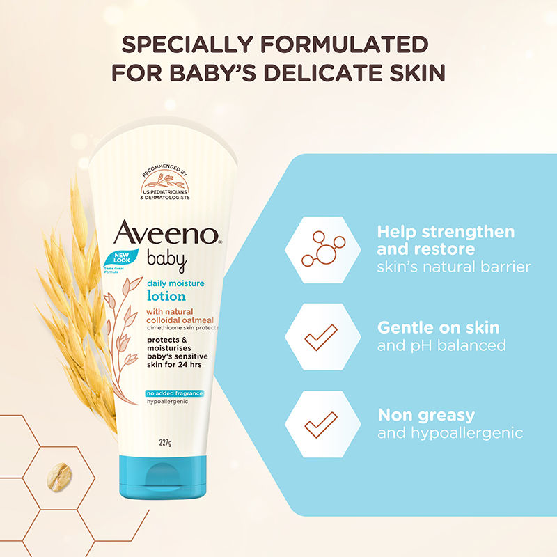 Aveeno Baby Daily Moisture LotionOatmeal Face & Body Moisturizer for Dry, Itchy & Sensitive Skin, 227gm