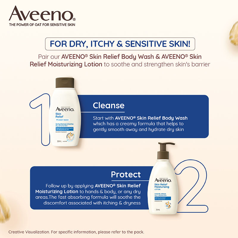 Aveeno Skin Relief Moisturising Lotion - Oat + Shea Butter Body Moisturizer For Dry & Sensitive Skin, 71ml