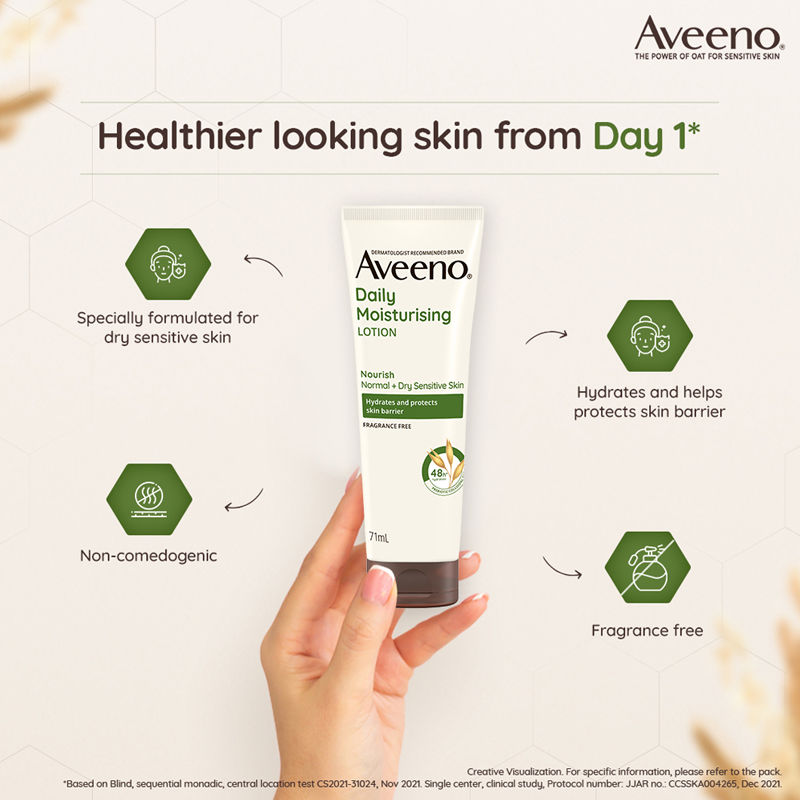 Aveeno Daily Moisturising Lotion - Natural Oat Body Moisturizer For Normal, Dry & Sensitive Skin, 71ml