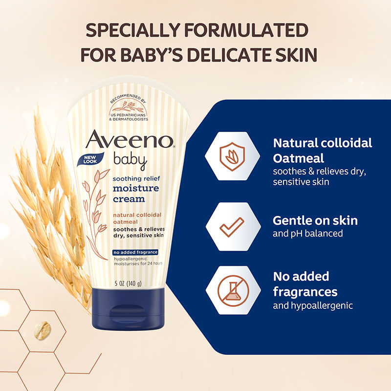 Aveeno Baby Soothing Relief Face & Body Moisture CreamOatmeal for Dry, Sensitive & Gentle Skin, 227g
