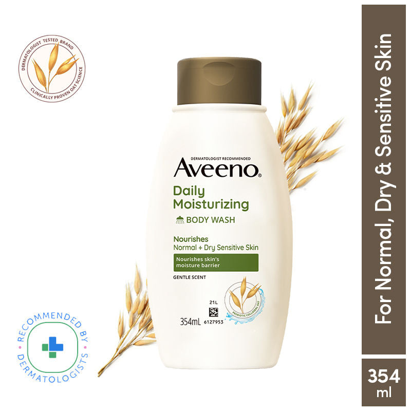 Aveeno Daily Moisturising Body Wash - Prebiotic Oat Cleanse, Moisturize Normal, Dry & Sensitive Skin, 354ml