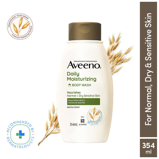 Aveeno Daily Moisturising Body Wash - Prebiotic Oat Cleanse, Moisturize Normal, Dry & Sensitive Skin, 354ml