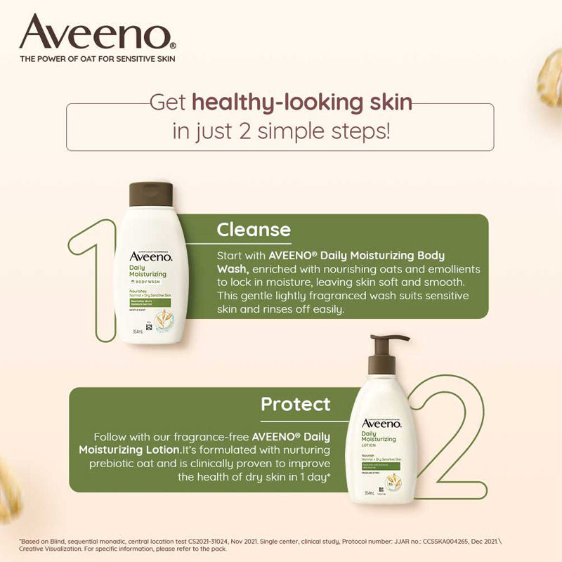 Aveeno Daily Moisturising Body Wash - Prebiotic Oat Cleanse, Moisturize Normal, Dry & Sensitive Skin, 354ml