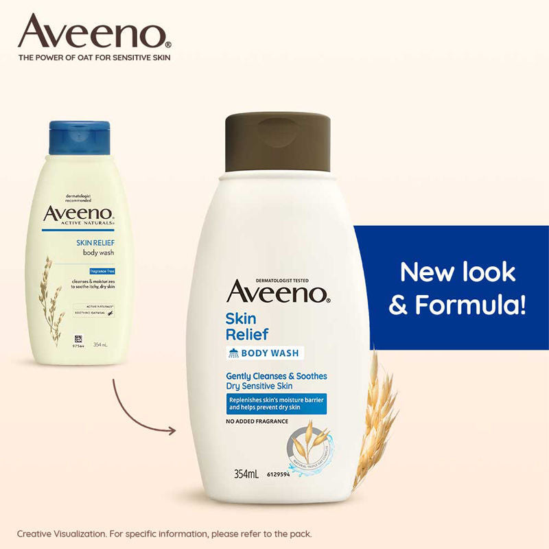 Aveeno Skin Relief Body Wash - Prebiotic Oat to Cleanse & Moisturize Dry, Itchy & Sensitive Skin, 354ml