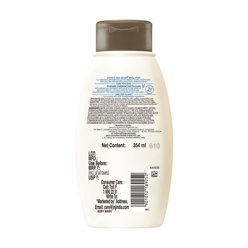 Aveeno Skin Relief Body Wash - Prebiotic Oat to Cleanse & Moisturize Dry, Itchy & Sensitive Skin, 354ml