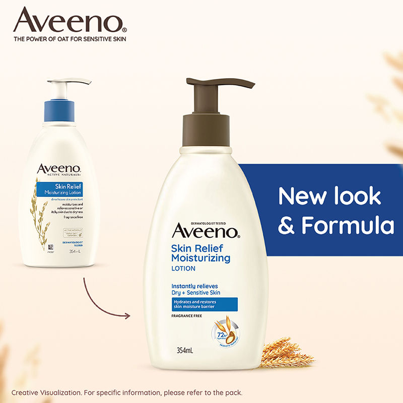 Aveeno Skin Relief Moisturising Lotion - Oat + Shea Butter Body Moisturizer For Dry & Sensitive Skin, 354ml