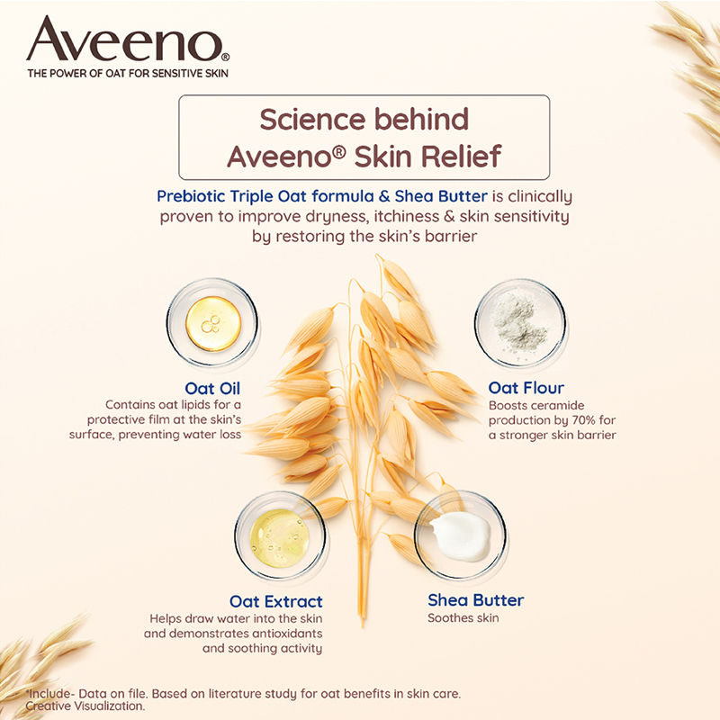 Aveeno Skin Relief Moisturising Lotion - Oat + Shea Butter Body Moisturizer For Dry & Sensitive Skin, 354ml