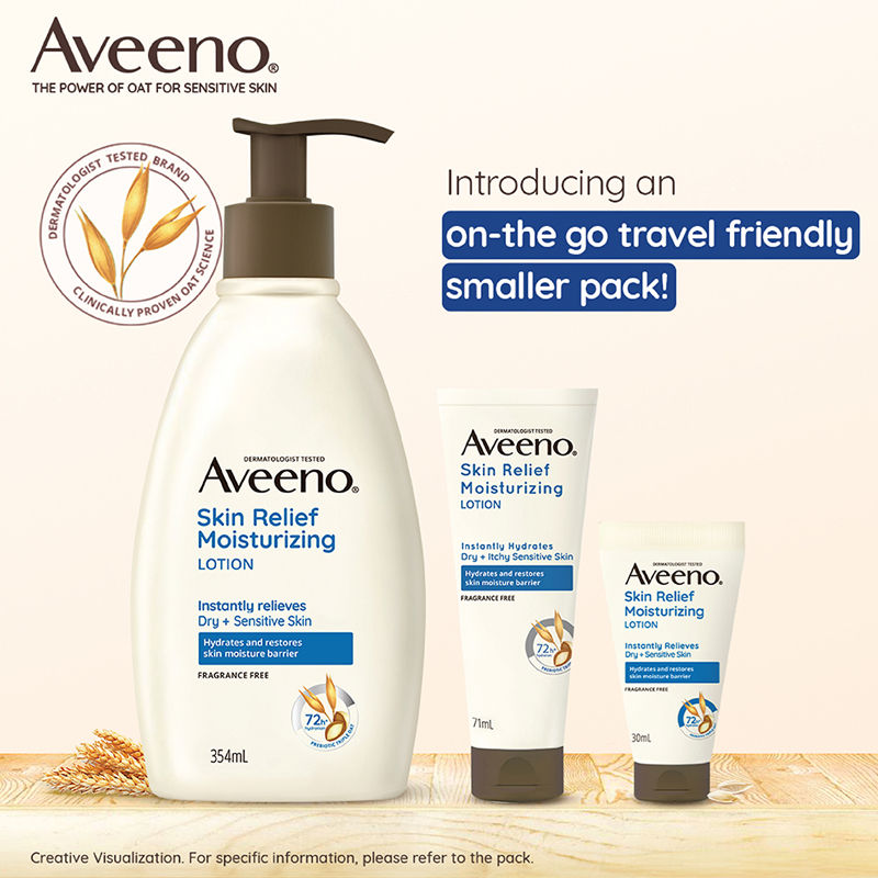 Aveeno Skin Relief Moisturising Lotion - Oat + Shea Butter Body Moisturizer For Dry & Sensitive Skin, 354ml