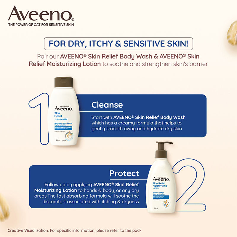 Aveeno Skin Relief Moisturising Lotion - Oat + Shea Butter Body Moisturizer For Dry & Sensitive Skin, 354ml