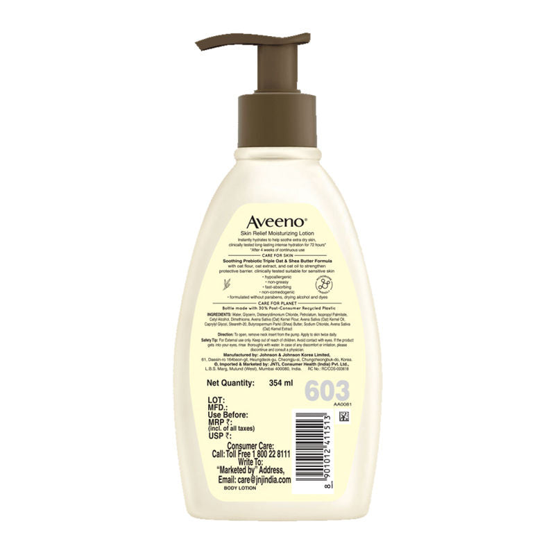 Aveeno Skin Relief Moisturising Lotion - Oat + Shea Butter Body Moisturizer For Dry & Sensitive Skin, 354ml